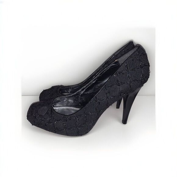 White House Black Market Edison Sparkle Button Square Toe Stiletto Heels 8.5M - Picture 3 of 14